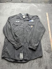 Carhartt FR Shirt Mens Large L Gray Workwear CAT 2 NFPA 2112 Button Down