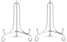  2 pack 4" Iron Display Stand, Sliver Small Iron Easel Plate Display 