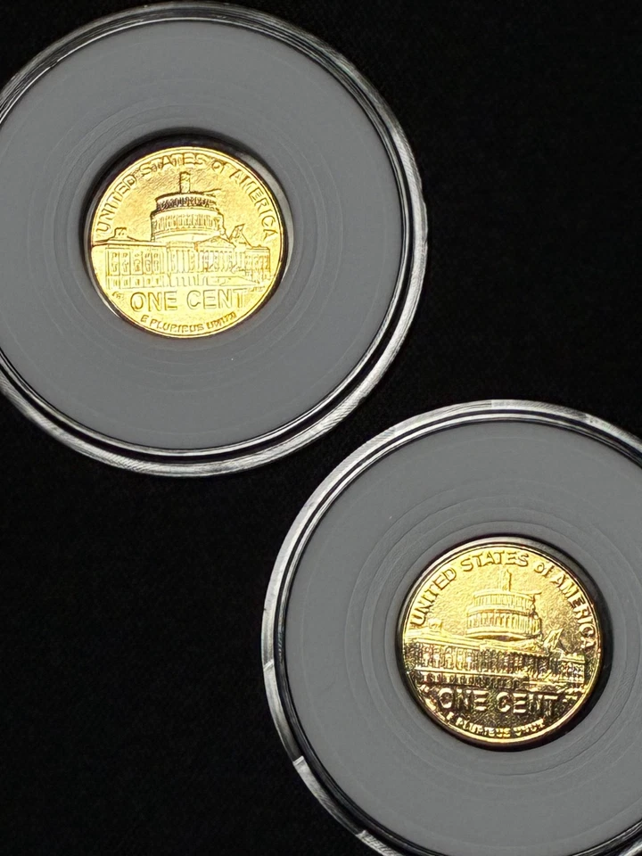 2009p 2009d Gold Plated Lincoln Memorial 2pc  1c Penny Collection - Image 2 of 4