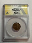 1922 D Lincoln Wheat Penny Weak D Die 3 ANACS VF30 Details Tough Variety
