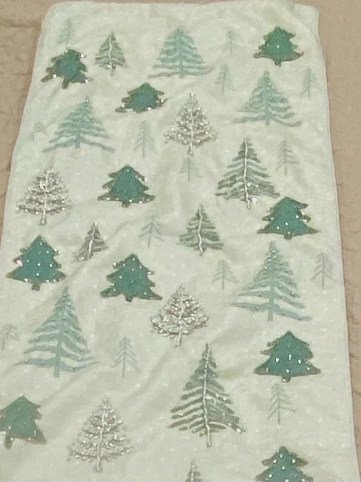 Rachel Ashwell Beaded Holiday Table Runner - Christmas Trees Green- 16”x70” - Image 4 of 4