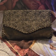 Vintage clutch purse Floral Brown