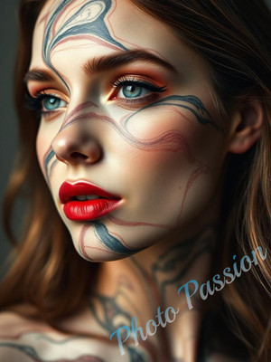 Foto A4 Portrait Frau künstlerisches Make-up Poster Kunstdruck Wandkunst (4146)