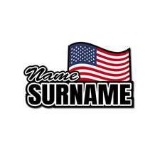Custom Name Flag Sticker x3 For Helmet, Fairing, Paddock Stand | 3-5cm (H) | F7