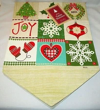 CHRISTMASL TABLE RUNNER 13" X 36"  CHRISTMAS ICONS