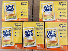 Wet Ones Hand Wipes Singles, Tropical Splash, Pack of 5--24 in each box