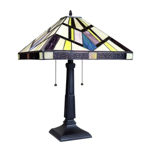 CHLOE Lighting VINCENT Tiffany-Style Blackish Bronze 2-Light Mission Table... - Picture 9 of 9