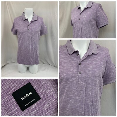 Strellson Shirt M Purple Polo Short Sleeve 100% Cotton EUC YGI P1-856
