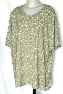 Ulla Popken Green Gorilla Mini Print Short Sleeve A-line Fit Stretch Tee 24/26