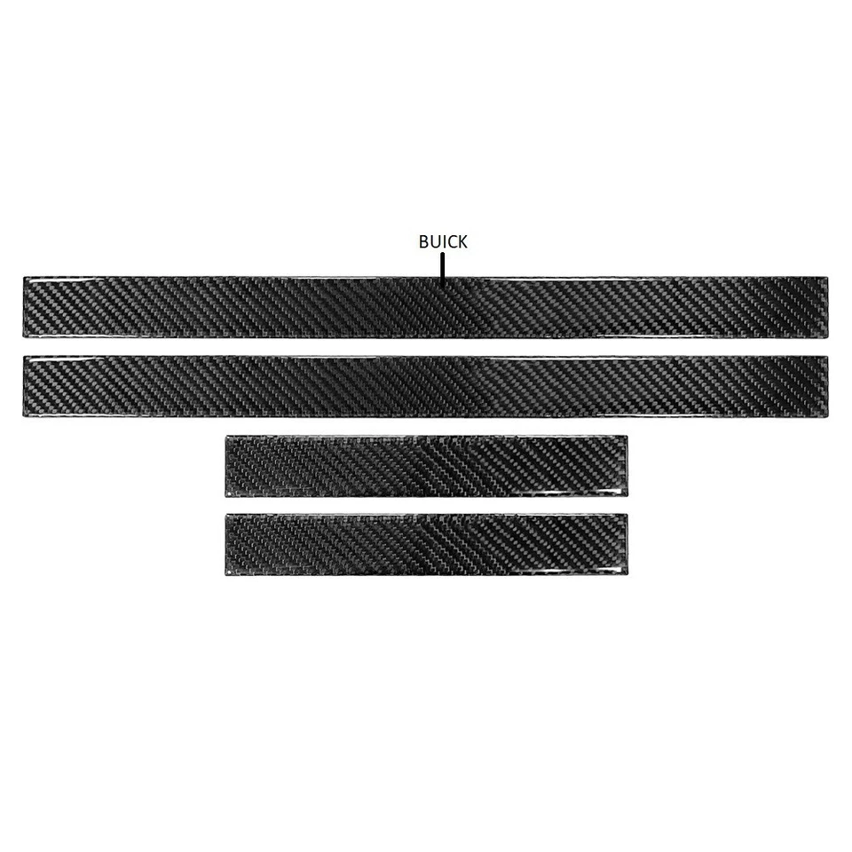 Protector de peldaños de panel de cubierta de umbral de puerta de coche de fibra de carbono negro 4 piezas para BUICK Foto 3 de 4