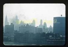 CGT French Line Pier 88 Terminal @ New York City c1950 - Vintage 35mm Ship Slide