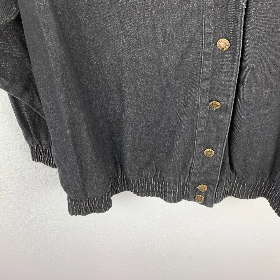 Chaqueta vaquera grunge negra con cuello en V Gitano vintage años 80 90 para mujer XL XXL Foto 2 de 4