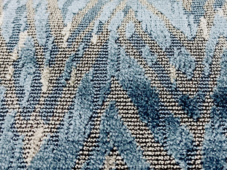 Kravet Couture Flamestitch Cut Velvet Fabric- Les Antibes / Indigo 2.50 yd - Image 4 of 4