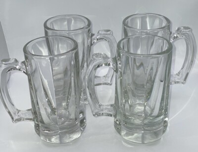 Vintage Libbey Stein Root Beer Mug Heavy Glass Set 4 8oz.  Drinking Thumb Rest