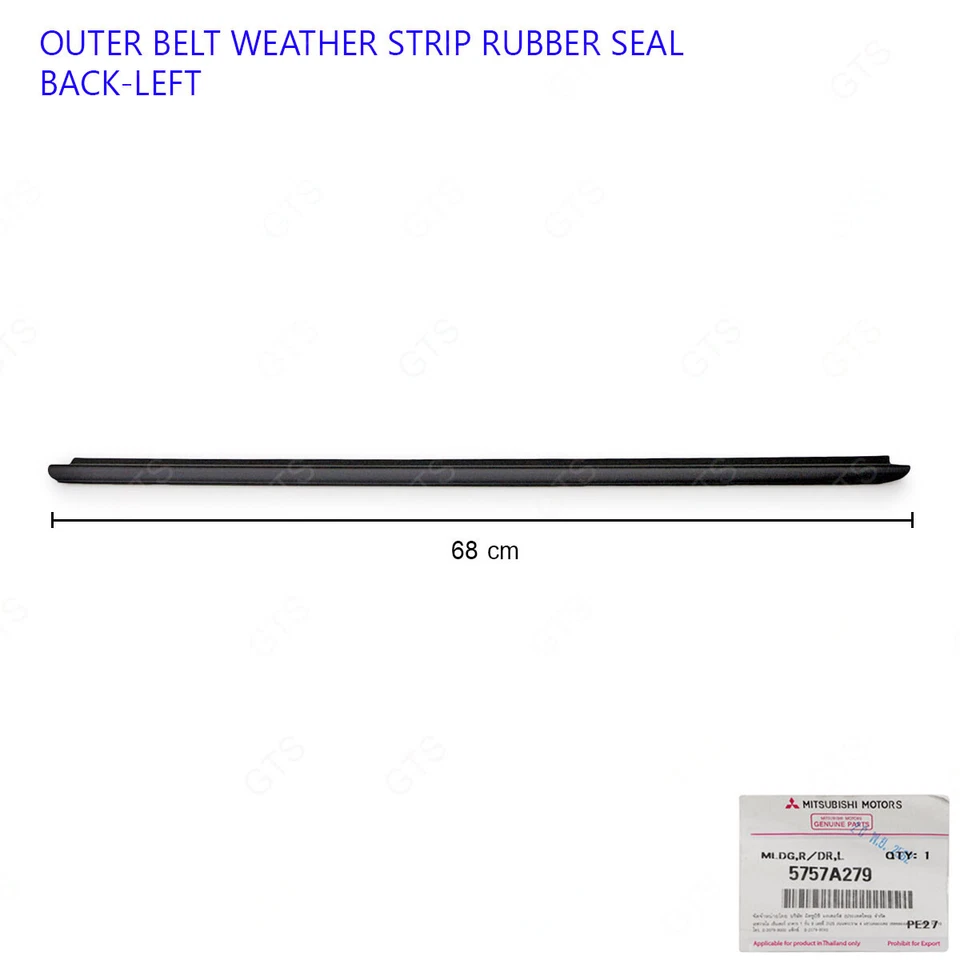 Rear Lh Outer Weatherstrip Door Belt For Mitsubishi Mirage Space Star '12 - 2018 - Image 3 of 4