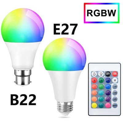 10W RGB Bulb Led Light 16Colour Change Remote Control B22 E27 Bayonet Screw Lamp
