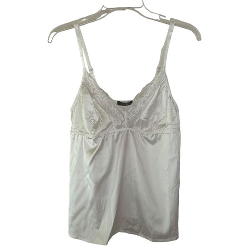 VTG White Eyelet Ruffle Camisole Top w/ Pink Ribbon Lace Trim