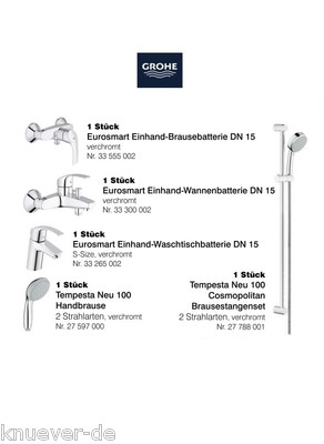 GROHE Eurosmart und Tempesta Bad Armaturen Set ideal für Renovierung / Austausch