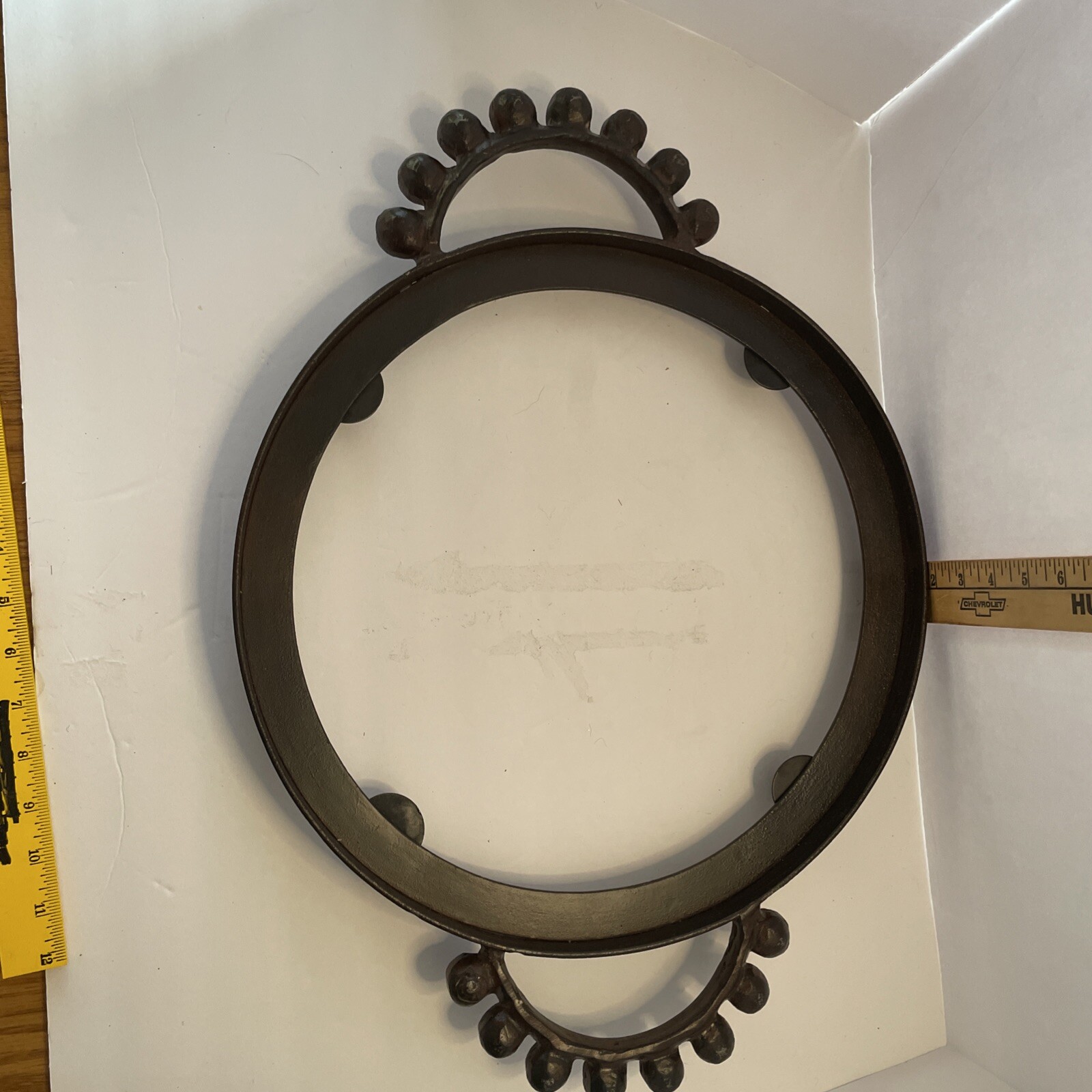 Jan Barboglio  Footed Iron Tray with Cast Balín Handles Large Ceramic Platter