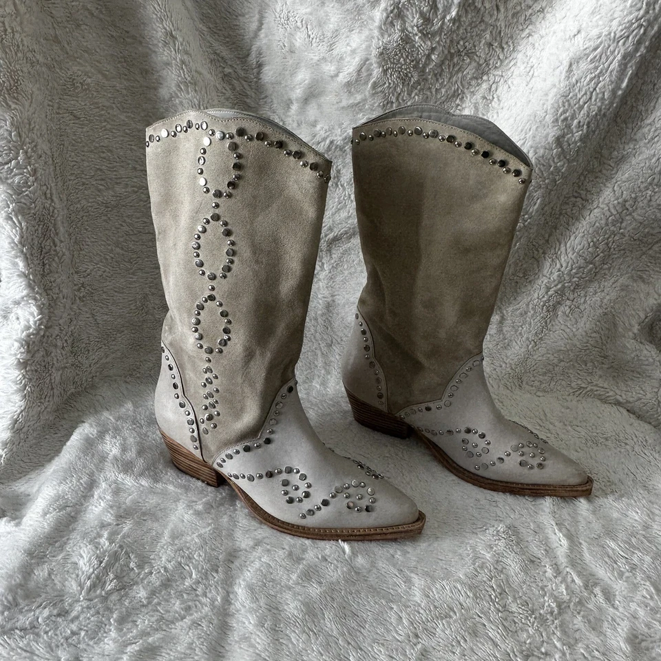 Botas de Vaquero Free People Joelton Jaxon Tachonadas Western Crema NUEVAS sin Caja Talla 39 Foto 4 de 4