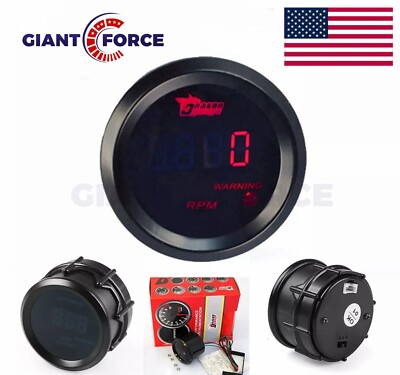 2'' 52 mm Red Digital LED 0-9999 RPM Tachometer Tacho Gauge Meter Car Truck Motor