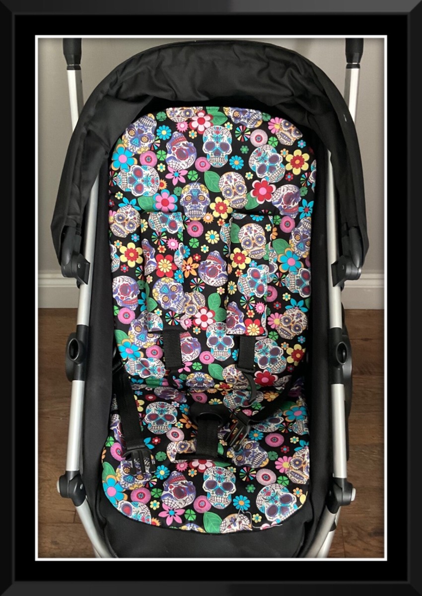 SUGAR SKULLS PRAM LINER HARNESS COVERS BUGGY HAND MADE GOTHIC