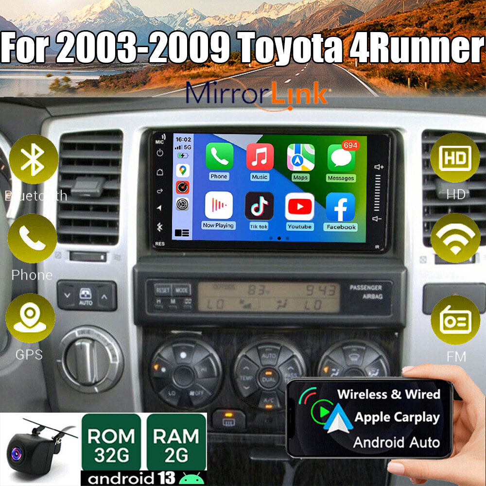 Apple CarPlay For 2003-2009 Toyota 4Runner Android 13 Car Stereo Radio GPS WiFi