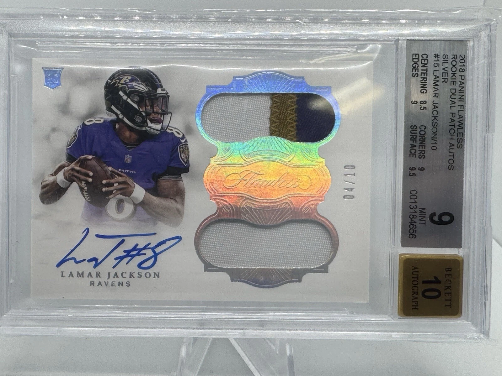 Lamar Jackson Panini Flawless Rookie Dual Patch Autographs #LJ Silver