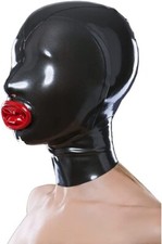 Latex Gummi Rubber Hood with Zip Tongue Fetish Bdsm Rubber Mask Cosplay Mask