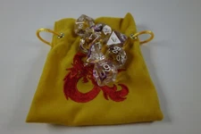 Sirius Dice Purple Orange and Clear w/ D&D Bag