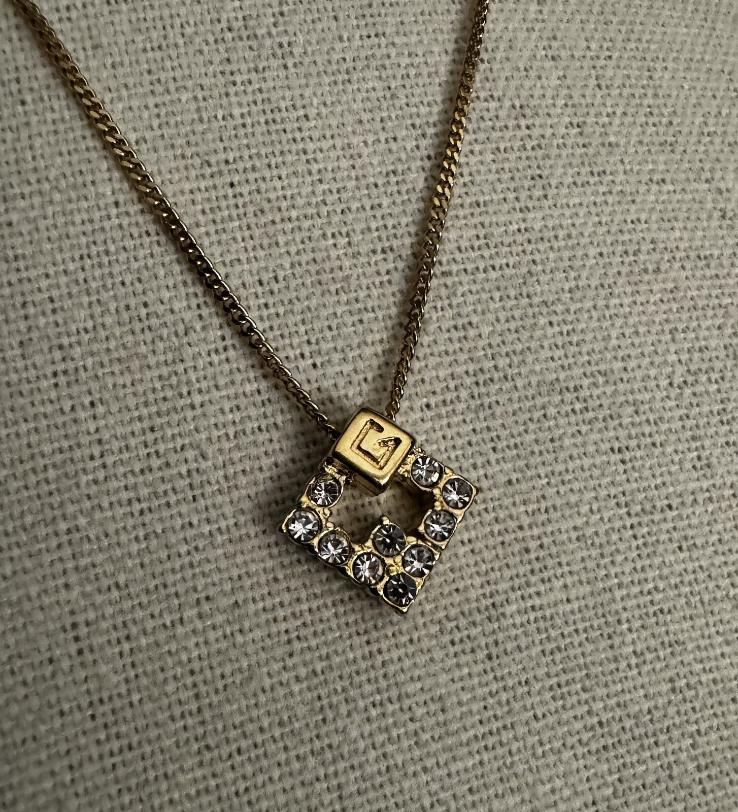 GIVENCHY Authentic Logo Rhinestone Crystal Gold “… - image 8