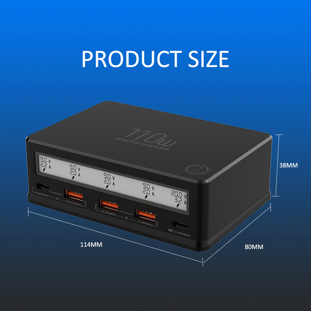 110W 5-Port USB Wall Charger Fast Charging Station Hub M6V2