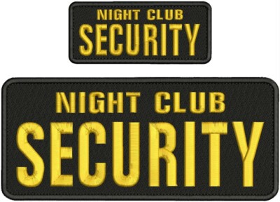 NIGHT CLUB SECURITY embroidery patches 4x10 and 2x5 hook on back GOLD BLACK