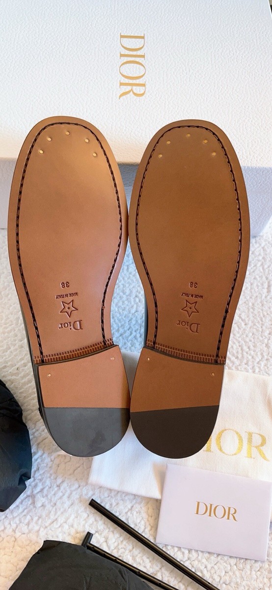 $1150 Dior Women's Black D-Academy Leather Loafers Size 38/8 $1150 Dior Women's Black D-Academy Leather Loafers Size 38/8