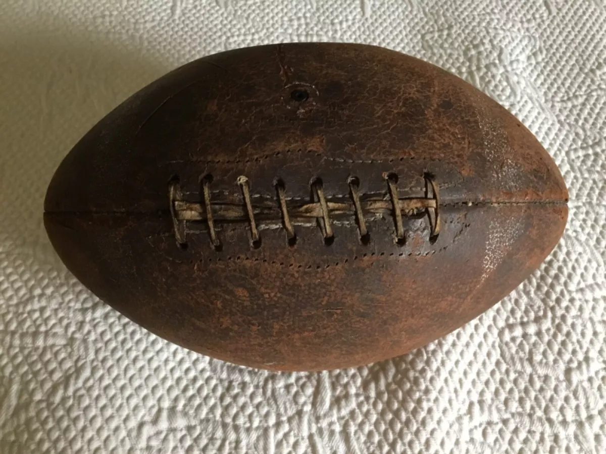 Antique Leather Football 8 Laces College Ball Gridiron Vintage Old