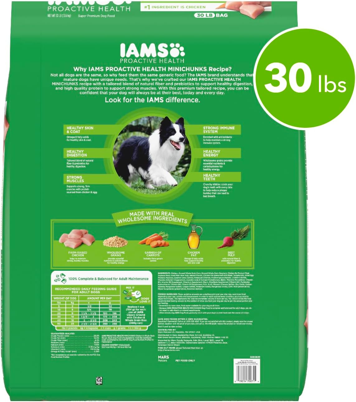 IAMS Proactive Health Minichunks Adult Dry Dog Food with Real Chicken, 30 Lb. 