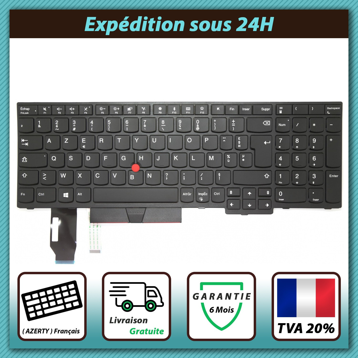 Clavier ThinkPad T15 AZERTY français pour réparer vos touches bloquées Lenovo 01YP560