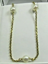 Estate 14k YG 20" 5 MM Pearl Beaded Box Chain Necklace 4.0 Grams