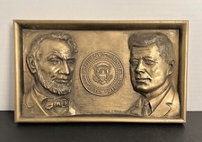 Plastic Presidential PLAQUE Of LINCOLN & KENNEDY ANGELO, INC Made In USA 1964