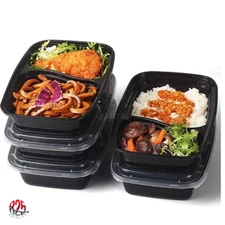 30 oz Meal Prep Containers, 2 Compartment  with Lids To Go (8x6x2) 50 Pack