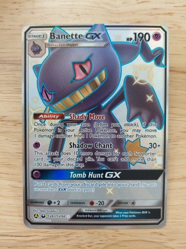 Banette GX SHINY SV61/SV94 Hidden Fates NM Full Art Ultra Rare Pokemon Card
