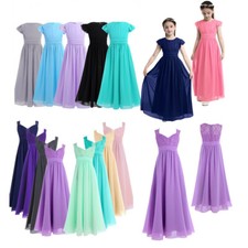 Kids Girls Wedding Bridesmaid Long Dresses Princess Party Formal Lace Costumes
