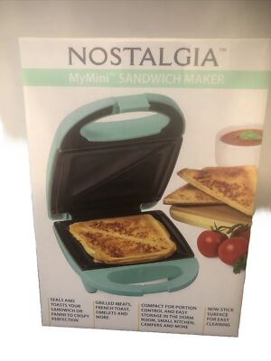 Nostalgia My Mini Aqua Non-Stick Compact Sandwich Maker Grilled Cheese  Omelets