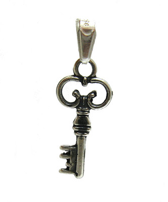 Handarbeit Sterling Silber Anhänger gepunzt 925 Vintage Schlüssel Charm massiv PE000890
