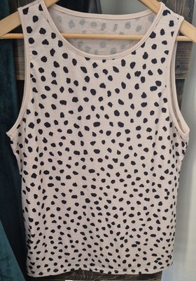 Large Tank Top Shirt Blouse Animal Print Dalmatian Cheetah Leopard Khaki Black