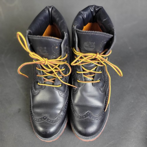 Billionaire Boys Club Bee Line X Timberland Brogue Black Leather Boots Sz 7W/6M - Picture 3 of 10
