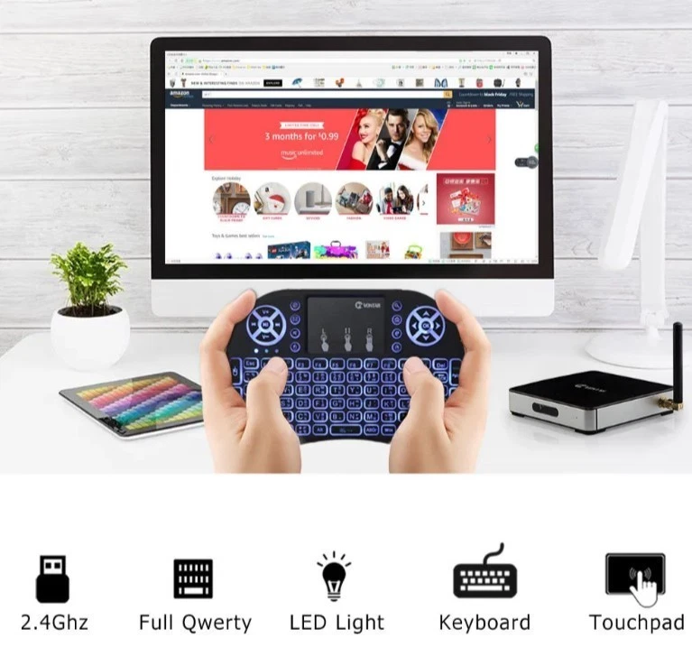 Lot ofMini3 Backlit i8 2.4GHz Wireless Keyboard for Respberry LG TVBox AndroidPC - Image 3 of 4