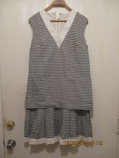 1970's EVE Le Coq California Cotton Blend Blue Striped Size 14 Dress (SALE)