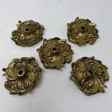 Antique Vintage Brass Socket Bobeche Rosette Chandelier Lamp Light Parts Set (5)
