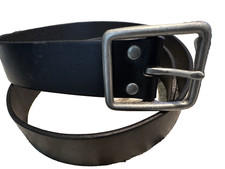 Vintage GAP Men's Black Leather Belt With Silver Buckle Size 38 MINT